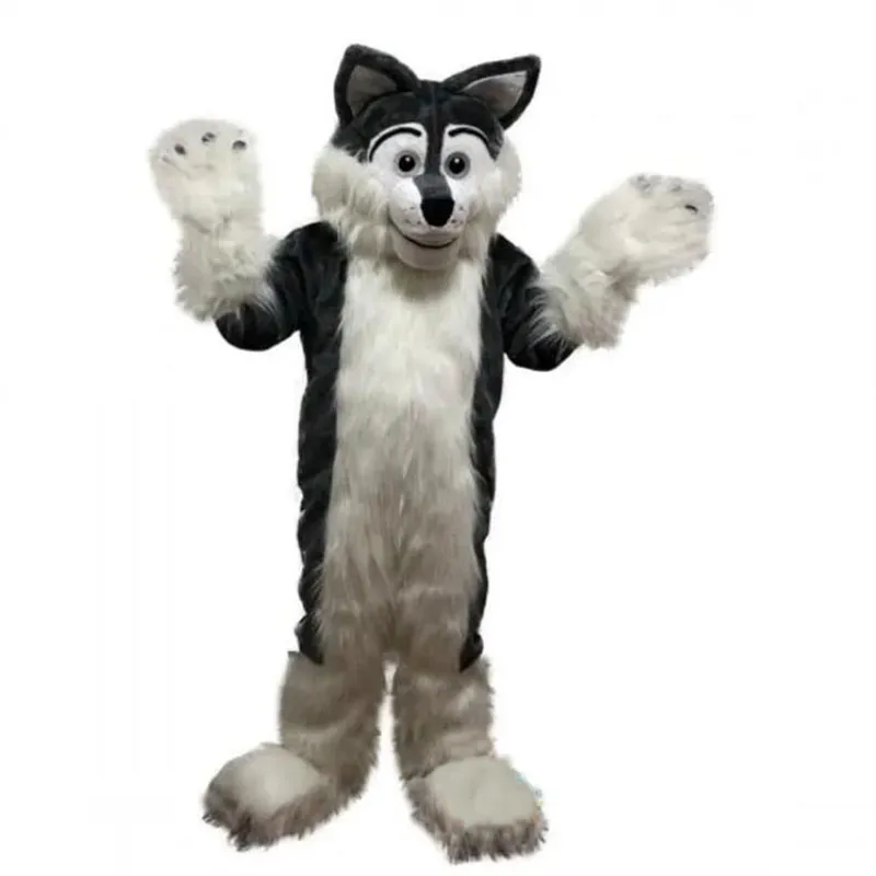 2024 Halloween Longo mascote de lobo longo traje de tamanho adulto desenho anime anime tema personagem carnaval unissex vestido de Natal de Natal