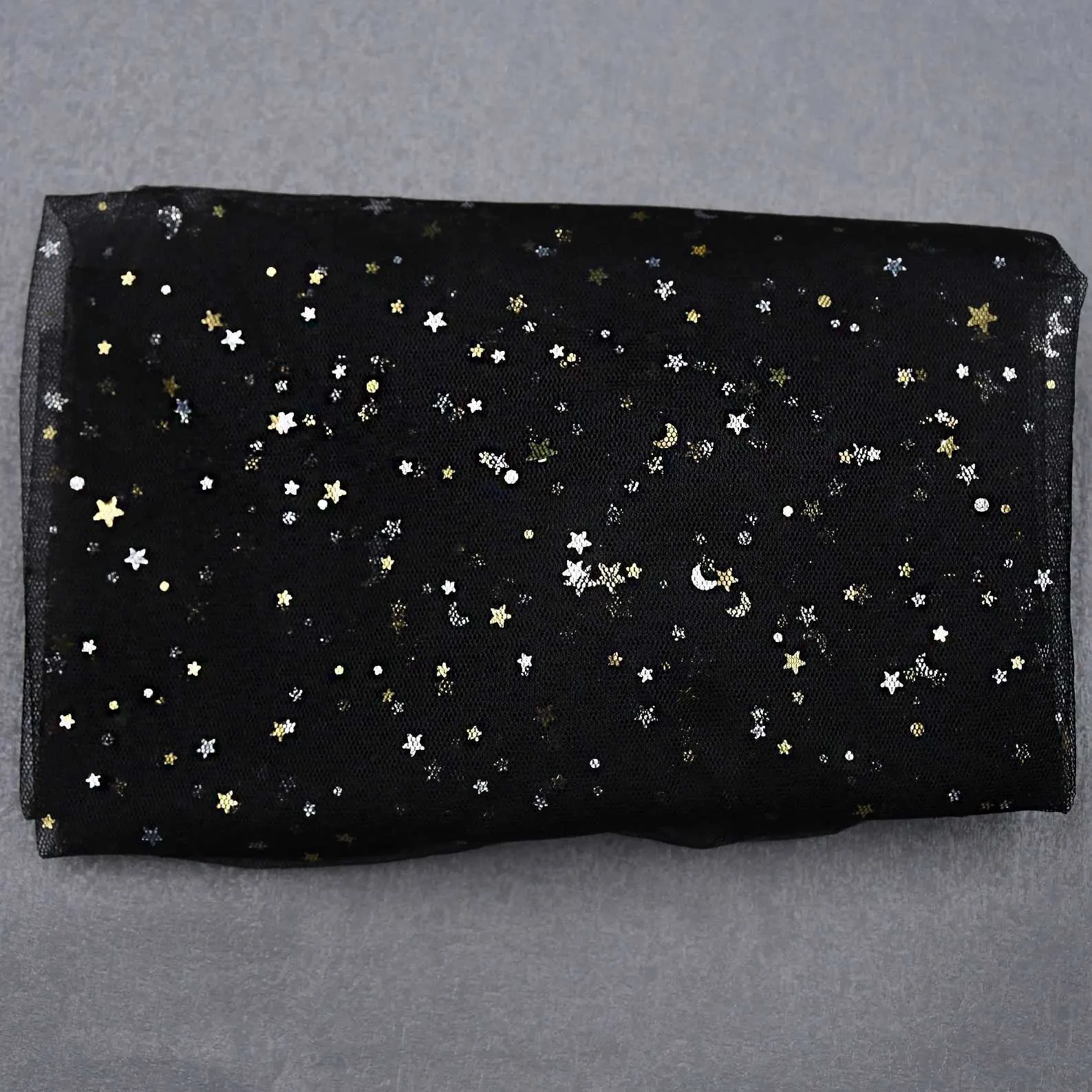 Hair Jewelry V209 Black Bridal Veils 1 Tier Wedding Veil Sparkly Gold Draped Veu Shining Star Moon Bronzing Glitter_voghion.com