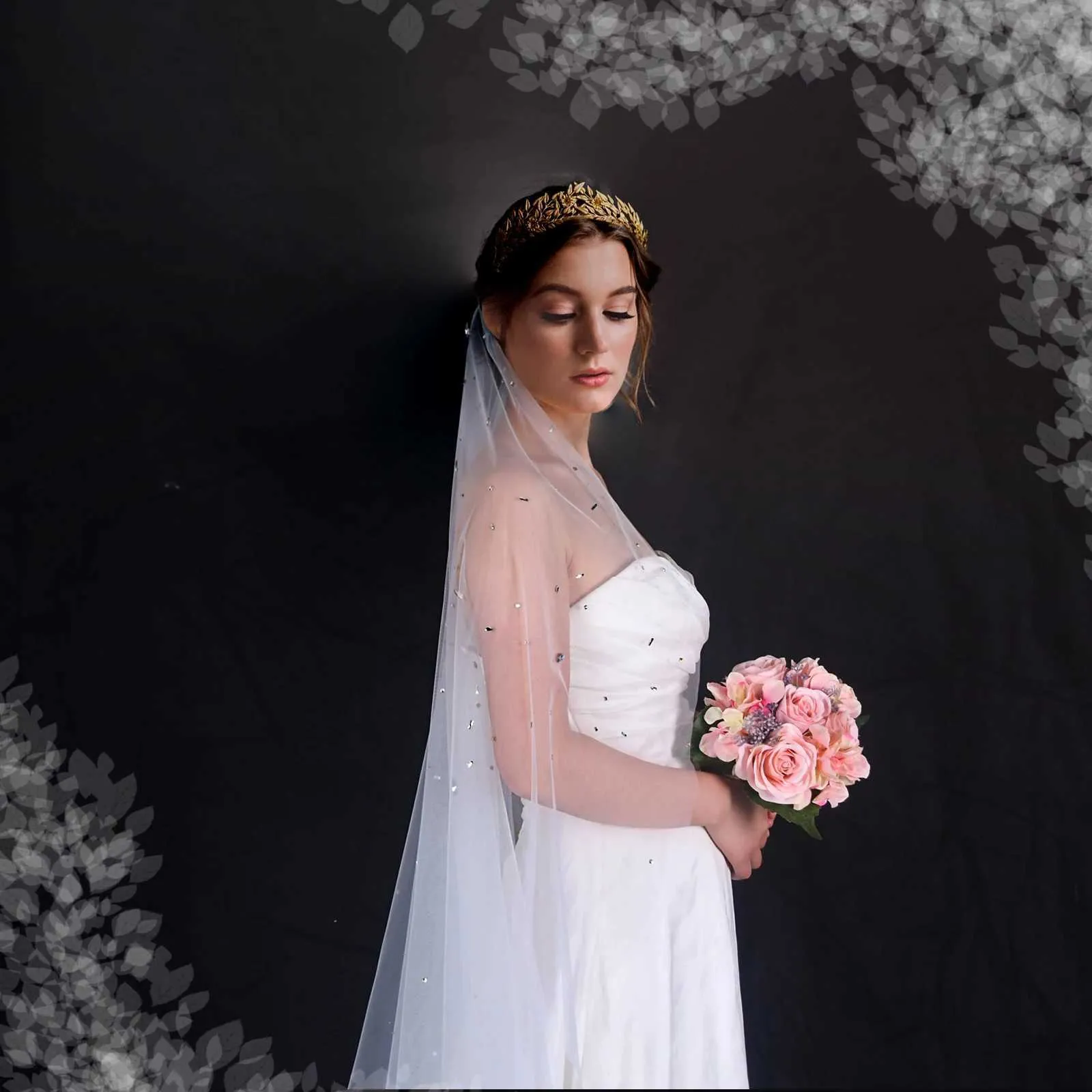 Gioielli per capelli V178 Veli da sposa con perline e cristalli, 1 strato, in tulle morbido con pettine, accessori da sposa per la sposa_voghion.com