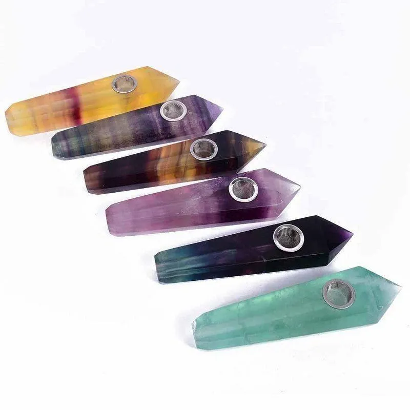 Varietà completa Crystal Crystal Crystal Tubi di fumatori Energia Pietra Bacchetta Guarigione Obelisco Torre punti Gemstone Tobacco Pipa con scatola regalo N Oail