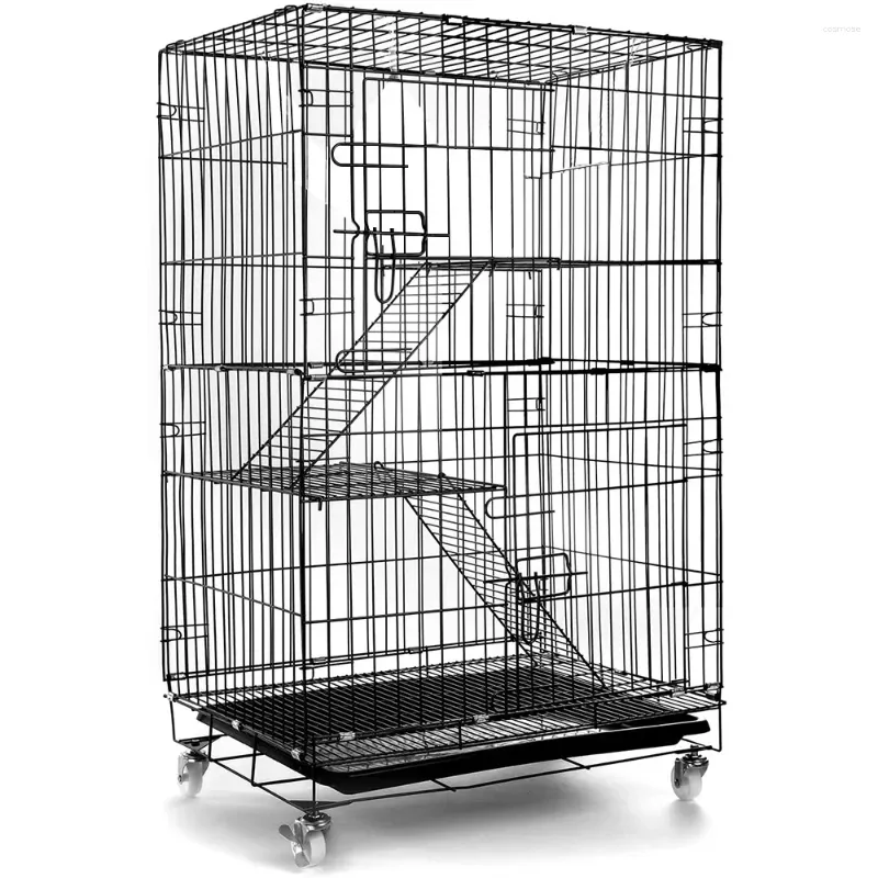 Porteurs de chats cage extérieurs 3 étages grandes house villa multi-portes et fenêtre pliant pour animaux de compagnie chat