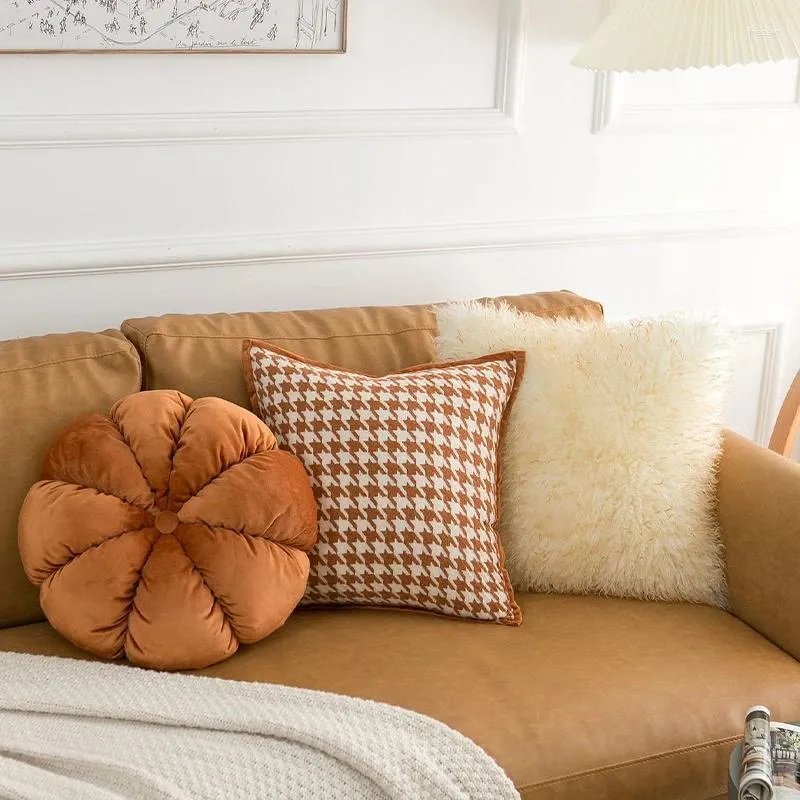 Cuscino moderno semplice uccello arancione che controlla faux pecora divani in stile fiore ornamenti decorativi per la vita regali di vita