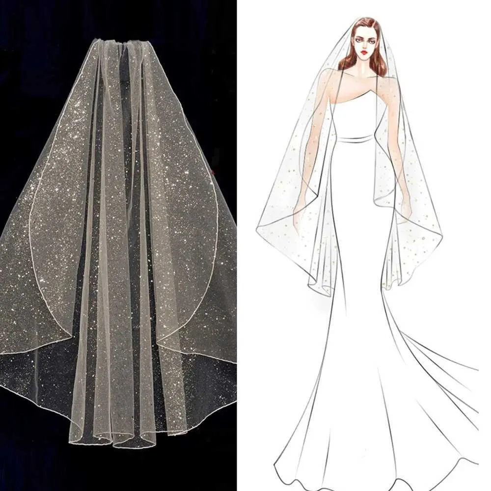 Champagne Bridal Veil 1 Tier Soft Tulle Veil For Wedding Bride_voghion.com