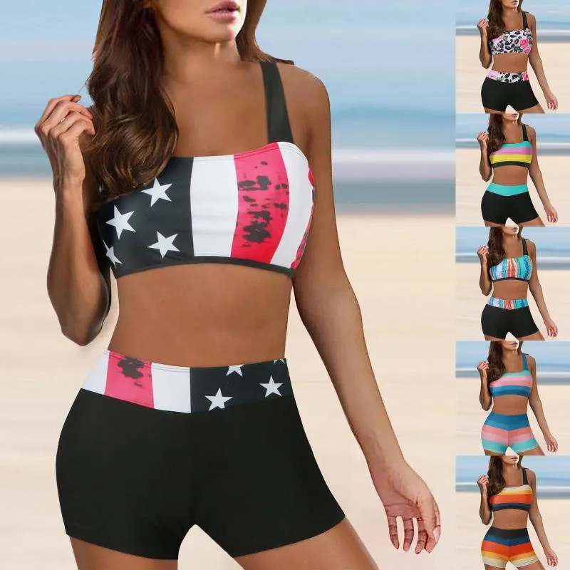 Swimswear de maillots de bain pour femmes pour les adolescentes plus taille Bandeau Multicolor Bikini Set 2024 Femmes