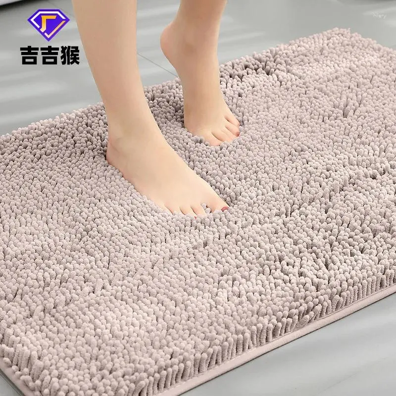 Tapetes de banho cor sólida espessada espessada chenille tapeo banheiro de pelúcia de pelúcia absorvente e carpete não deslizante