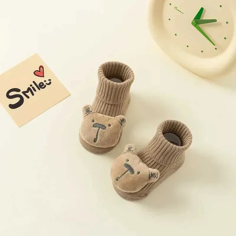 Kids Socks Baby socks winter and autumn anti slip floor socks newborn baby cartoon 3D doll toddler socks d240513