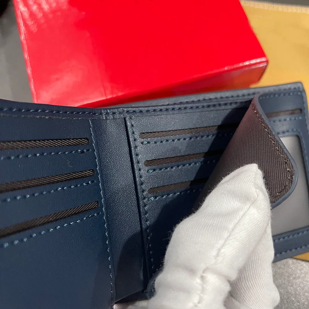 ウォレットホルダーデザイナー本革のメンズウォレットショートミニ財布クレジットカードIDカードクリップインテリアウィンドウコインポケットプロセスレザートップ品質の箱