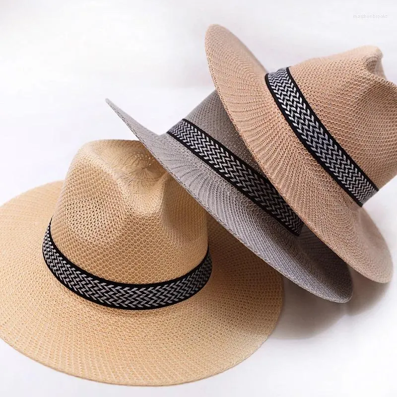 Hombras anchas de sombrero de paja Capa de verano Jazz Panamá Fedora Fashion Travel Sun para mujeres hombres