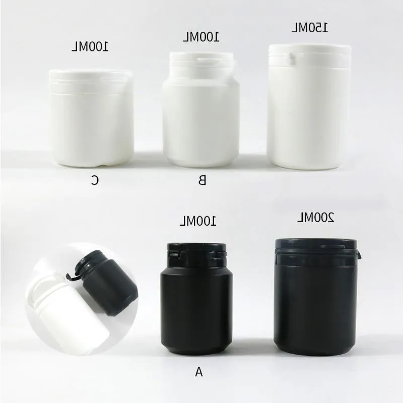 30 x 100 ml 150 ml 200 ml HDPE Solid White Pharmaceutical Piller för medicinska kapslar Behållare Förpackning med Tamper Seal RVSIS