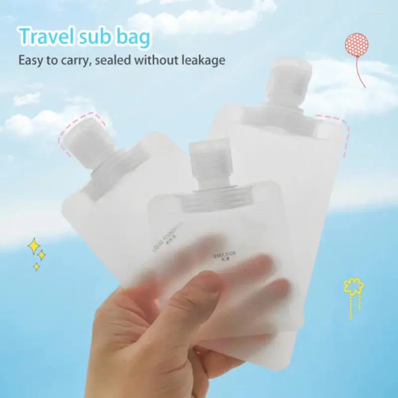 Depolama Şişeleri 5/10 PCS Taşınabilir Seyahat Sıvı Makyaj Paketleme Çantası Şeffaf Flip Kapak Plastik Plastik Stand Up Spout Pouch 30/50/100 ML