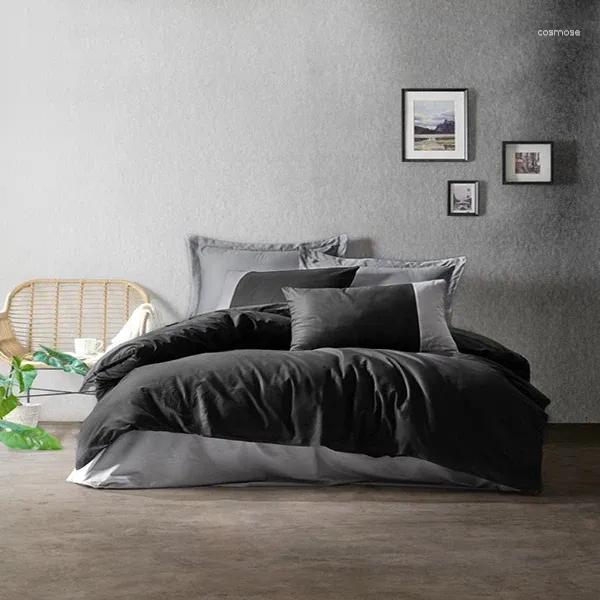 Ensembles de literie en coton gris noir double lit classique ensemble El Home Turkey Luxury Kit de couette Couverture complète