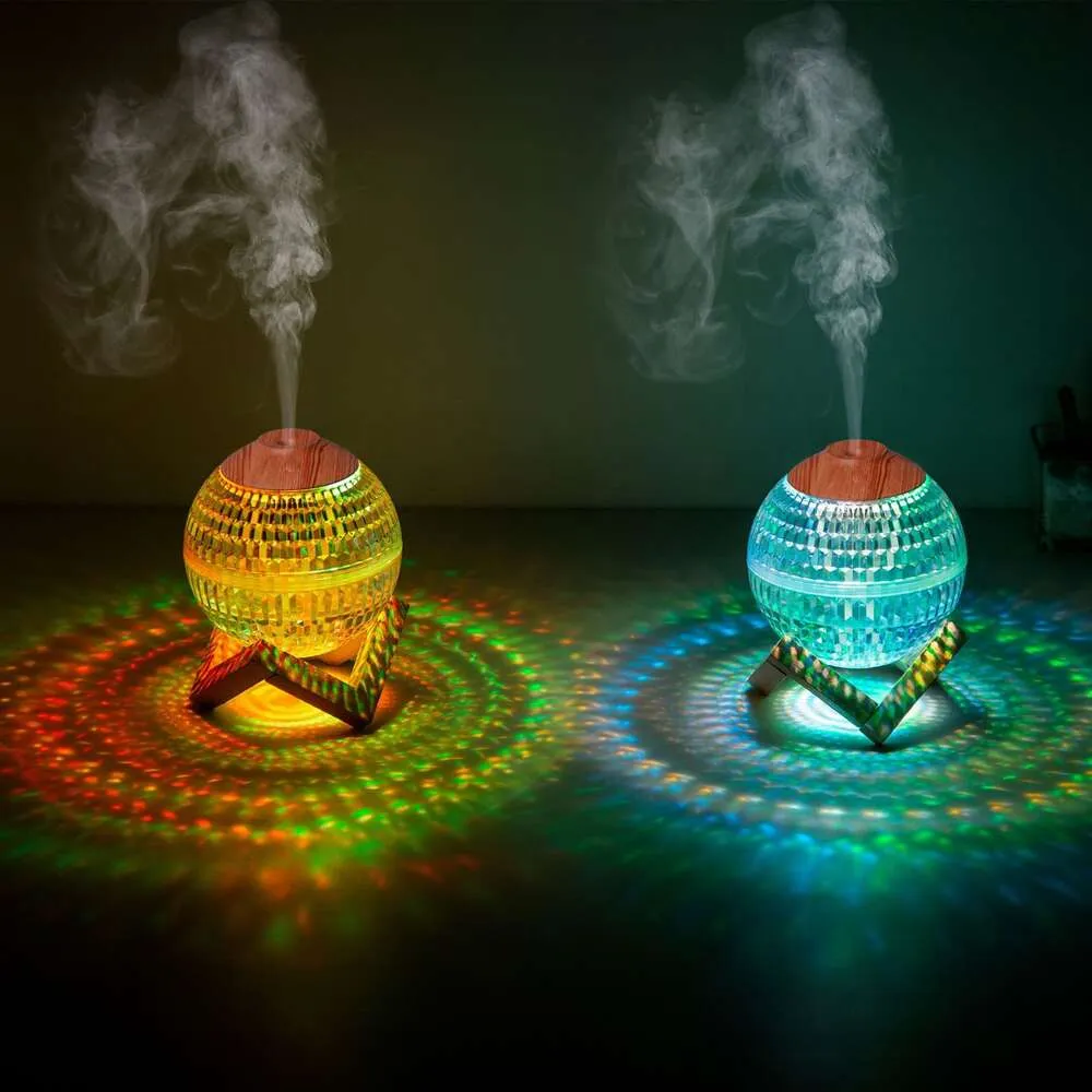 UpgradedCrystal Essential Oil Diffuser, Mini Desk Humidifier with LED ...