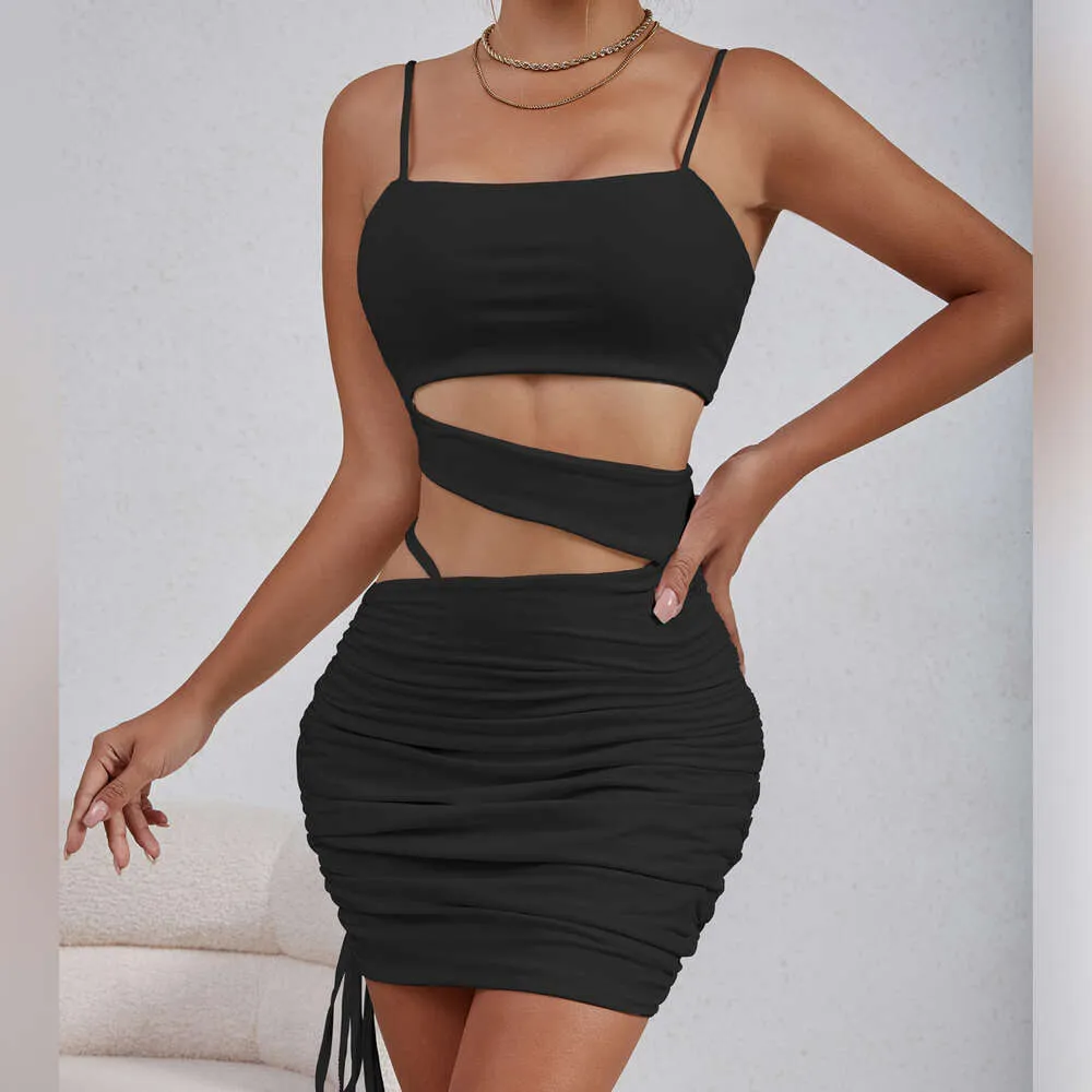 Summer Women's Silk Blend Mini Pencil Dress with Stand Collar and Petal  Sleeves, Rhinestone Decoration, Empire Waist