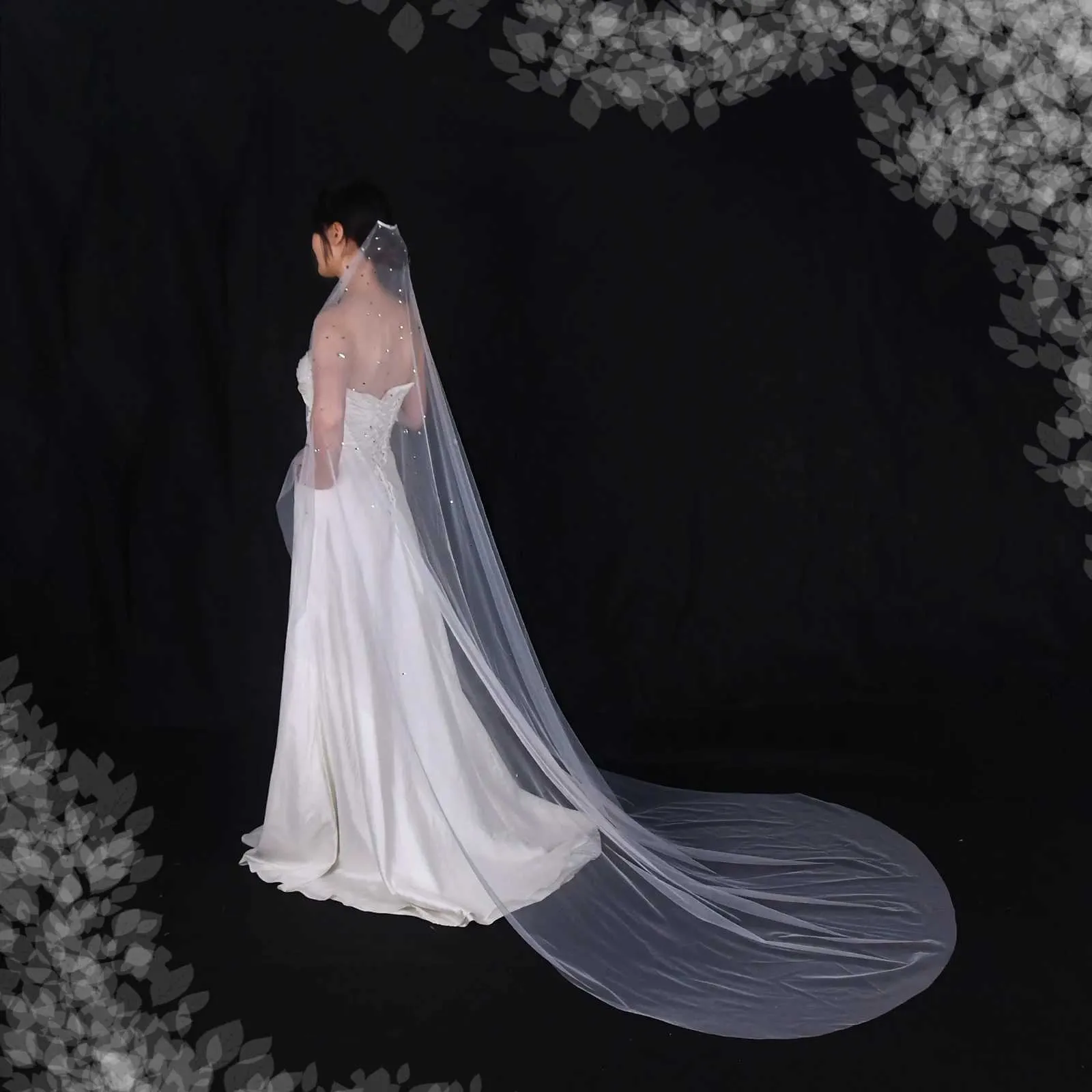 Gioielli per capelli V178 Veli da sposa con perline e cristalli, 1 strato, in tulle morbido con pettine, accessori da sposa per la sposa_voghion.com