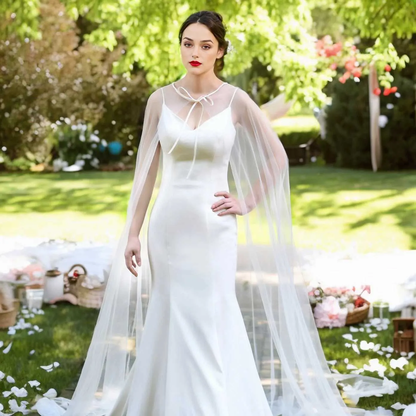 Jóias para cabelo femininas VG16 Long Cathedral Cape Veil Cloak Jacket para mulheres Simples Bolero Bridal Soft Tulle Shawl Wedding_voghion.com