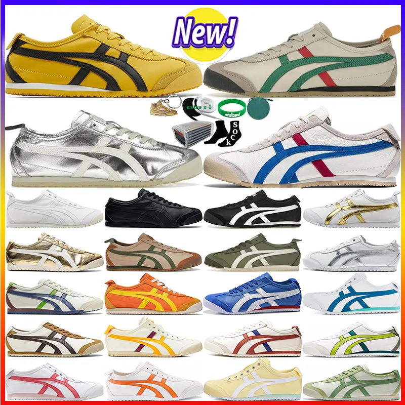 Med Box Tiger Mexico 66 Sneakers Mense Womens Casual Shoes Running Kill Bill Birch Black White Pink Beige Yellow Silver Woman Sports Outdoor Trainers Slip-On Tennis
