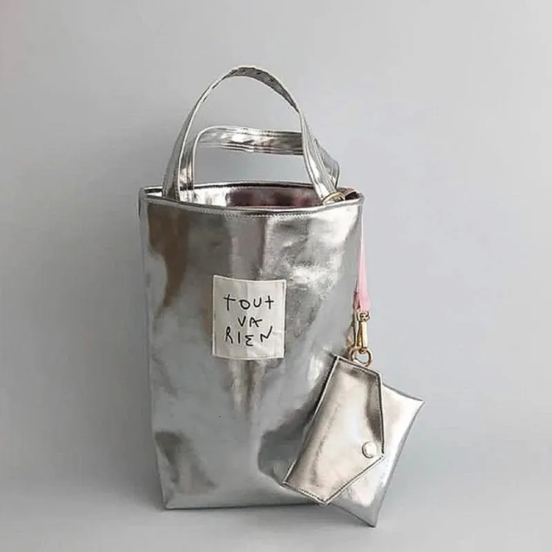 Y2K Vintage coréen Silver épaule Luxury Faire un petit portefeuille sac fourre-tout pour dames sac à main