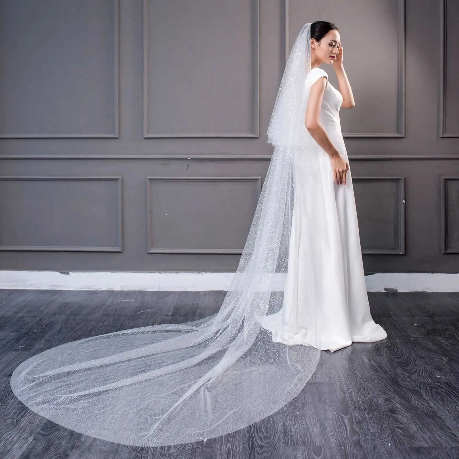 Sparkle Bridal Veil 2 Tier Soft Tulle With Comb For Wedding_voghion.com