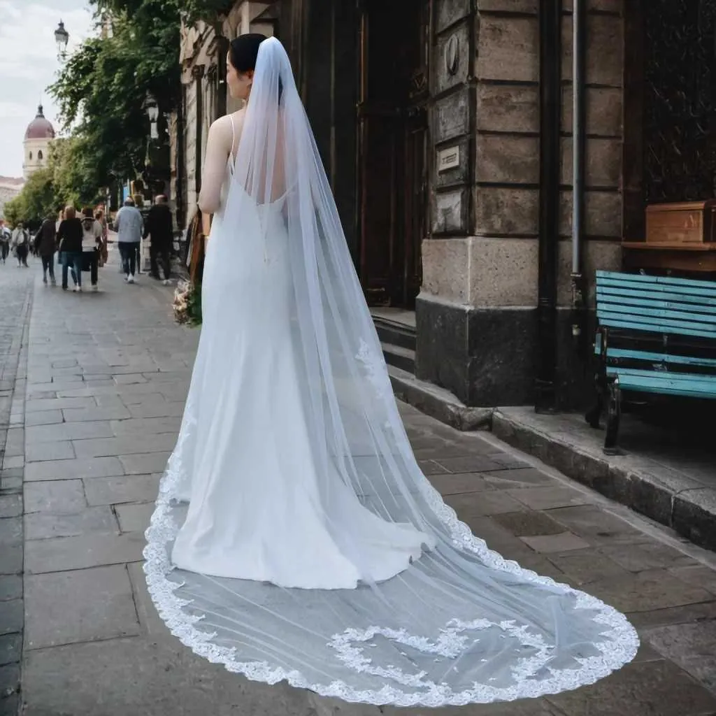 Hair Jewelry V163 Love Shape Veil Long Bridal Veils Cathedral 1 Tier Lace Appliques Edge Mantilla Wide Wedding_voghion.com