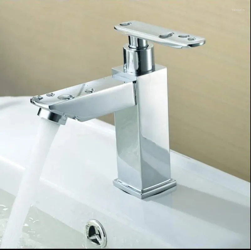 Bathroom Sink Faucets G1 / 2 Brass Single Cold Basin Faucet Chrome Handle Fashion Deck Mounted Tap
