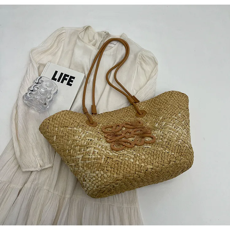 밀짚 가방 해변 홀리데이 해변 가방 패션 색상 레저 토트 백 대용량 핸드백
