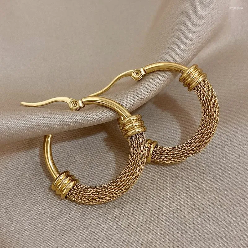 Hoop oorbellen Dodohao Chunky roestvrijstalen ronde cirkel voor vrouwen dikke geometrische huggie rock punk gouden kleur sieraden