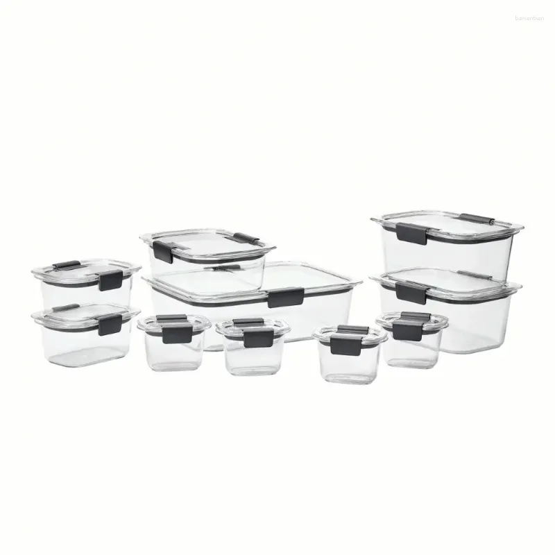 Bouteilles de rangement Rubbermaid Brilliance Food Container 20 pièces Set Set Clear Tritan Plastic