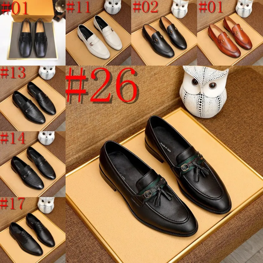 26Model New Men Designer Designer Dress Scarpe Formali Formale Scarpe da lavoro fatte a mano Scarpe per matrimoni di grandi dimensioni Maschio in pelle vera e propria maschio 38-45