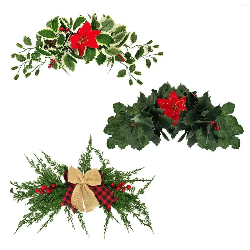 Fleurs décoratives Porte de Noël Porte des linteaus Fenêtres et arches Simulate le décor de Noël suspendu de pin vert suspendu