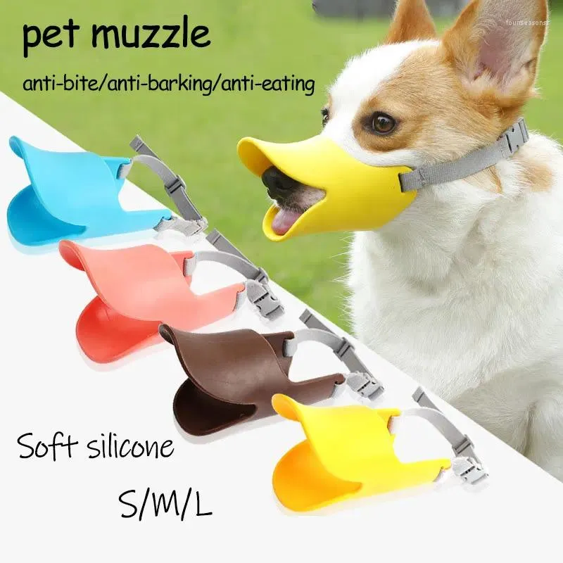 Dog Apparel 1PCS Muzzle Silicone Material Soft Comfortable Anti-bite Prevent Barking Pet Training Duck Products