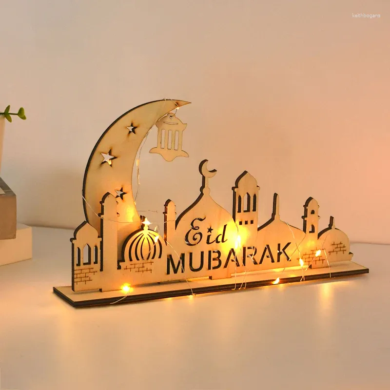 Party Decoration Wood Eid Murbark Table Decor Ramadan Mubarak Lamp Ornaments Gifts Muslim Islamic Festival Home Supplies