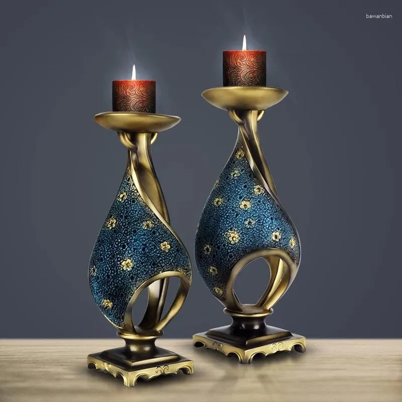 Ljushållare Tealight Stand Holder Resin Retro Nordic Christmas Gold Table Velas Decorativas Vintage Decoration DL60ZT