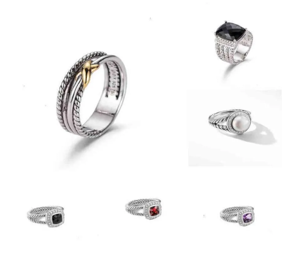 Anéis Dy Twisted Twisted Ring Women Fashion Fashion Platinum Plated Black Thai Silver Hot Selling Jewelry8877850