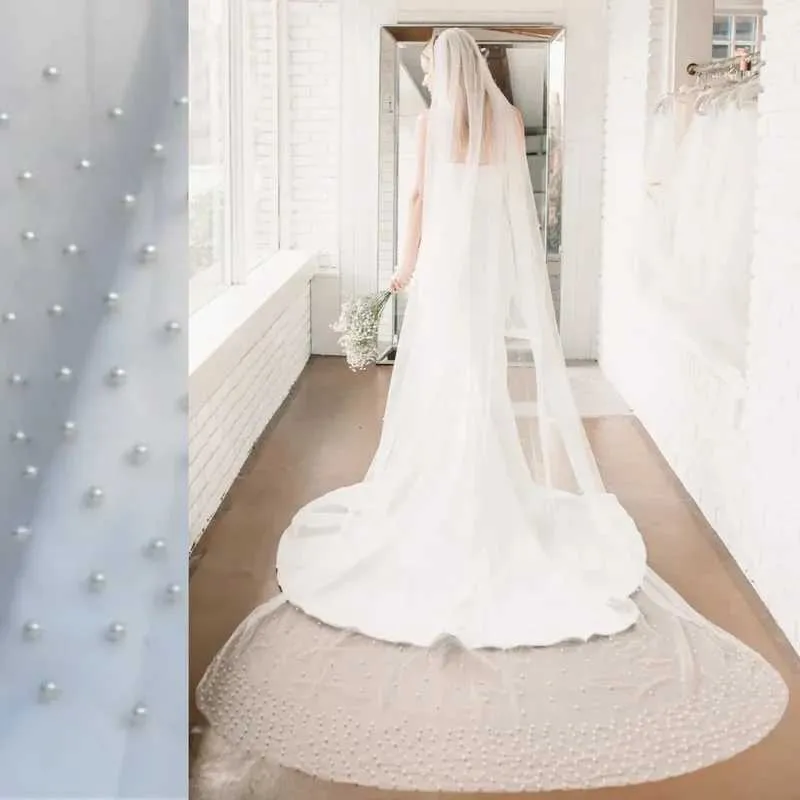 Jewelry V10 Pearls Bridal Veils 1 Tiers Veil Dense Up and Down Hair Accessories Brides Wedding Mantilla for Church_ipsvogv.com