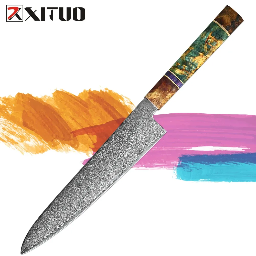 Octagonal Handle Chef Knife Japanese 8 inch 67 Layer Damascus VG-10 Steel Kitchen Knife Pro Sharp Cooking Knife slicing knife