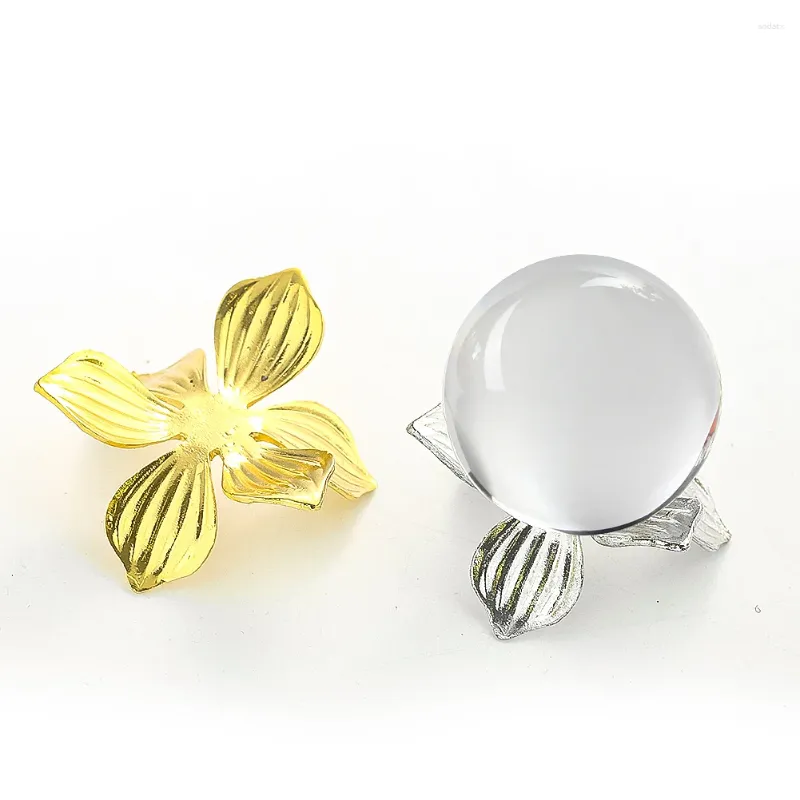 Jewelry Pouches Crystal Ball Holder Flower Metal Display Stand Glass Sphere Base Rhinestone Support Pography Props Home Desktop Ornaments