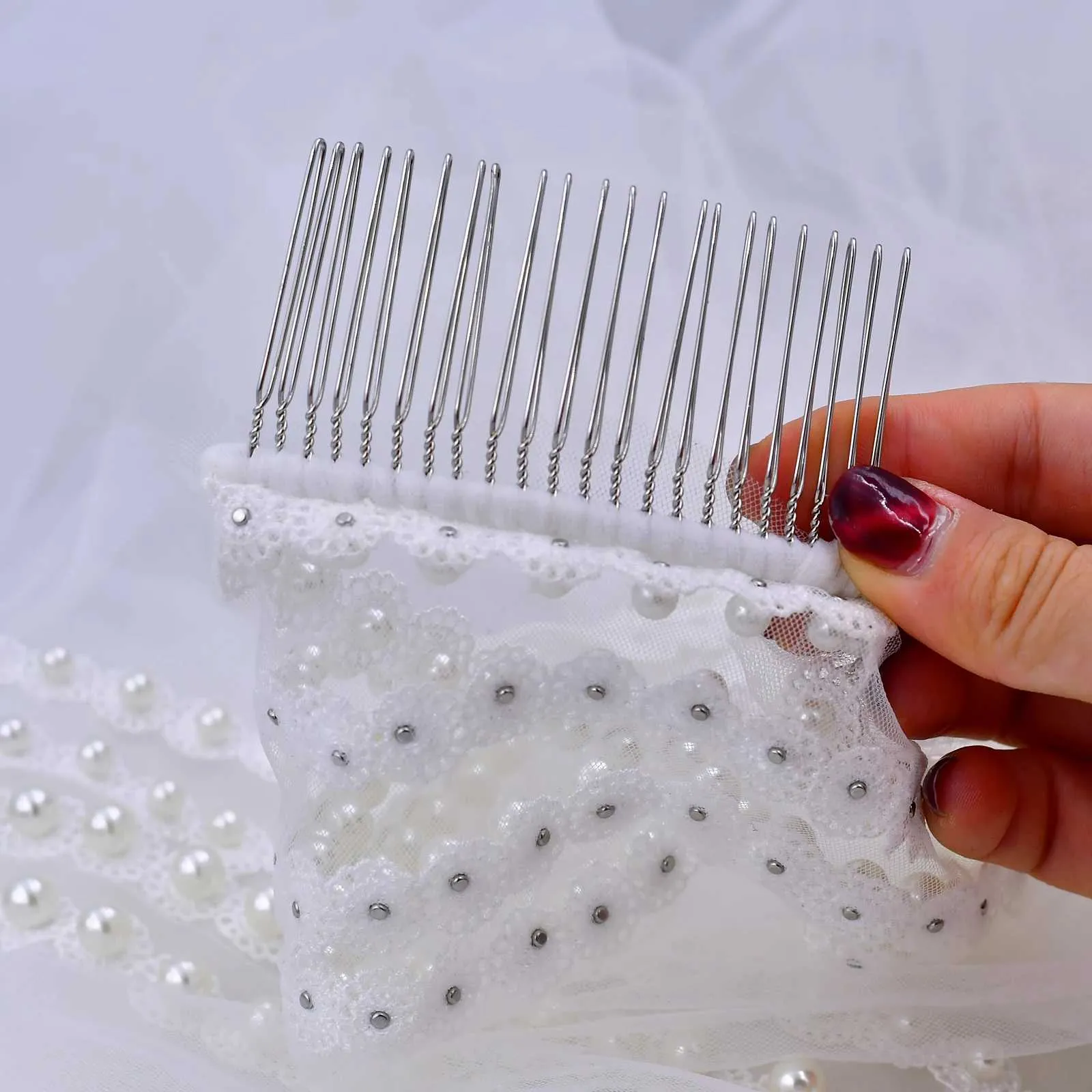 Gioielli per capelli Velo extra lungo lunghezza cattedrale Velo da sposa in rilievo 3M Veli larghi con pettine Accessori da sposa V159_voghion.com