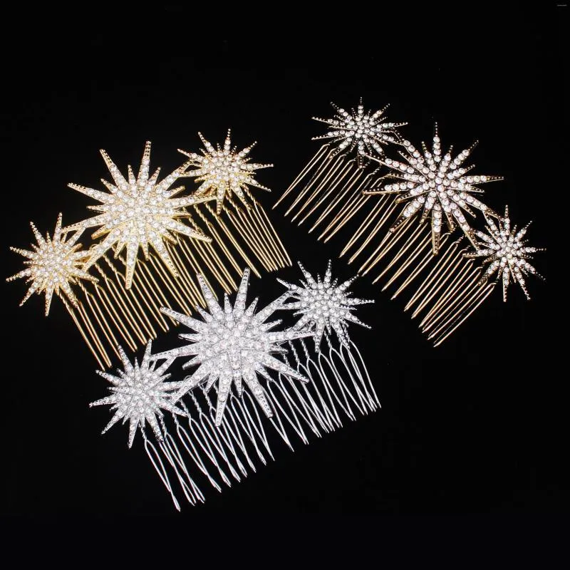 Clip per capelli Accessori per matrimoni nuziali Crystal Star Combs Gioielli per donne Rhinestone Bride Helpiece Party Damigella Regalo