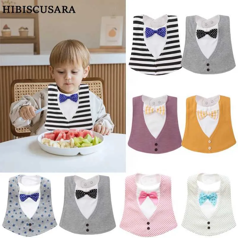 Bibs burp panni in cotone puro bavaglini da uomo bavasole da uomo con arco per bambini abbigliamento da zio alla moda che nutri la saliva asciugamano d240513