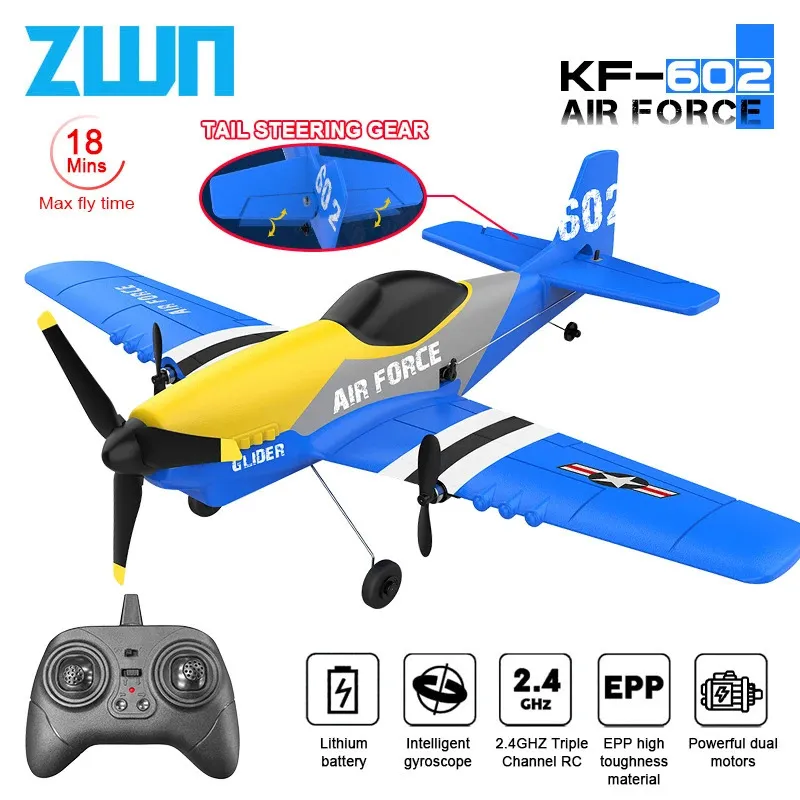 RC Plan KF602 Professional 24G Radio Remote Control Airplane EPP Foam Aircraft Glider Flying Model Toys for Children Gifts 240511