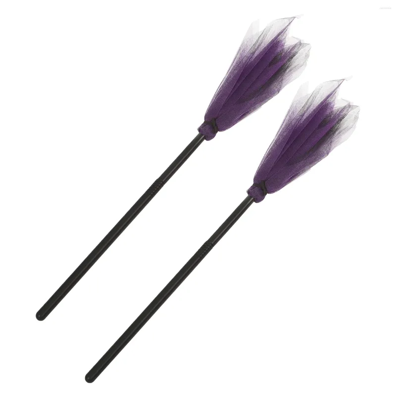 Party Decoration 2 PCS Halloween Broom Decor Mesh Witch Props Electronic Cos- Play Broomstick Masquerade Witches Flying Toddler Robe