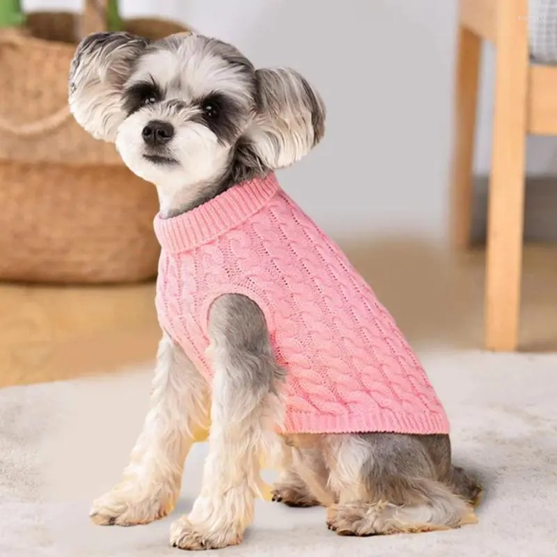 thumbnail image 2 of Warm Dog Sweater Or Cat Sweater - Knitted Turtleneck Winter Clothes For Small Pets (Pink, Multiple Sizes) 2 of 9
