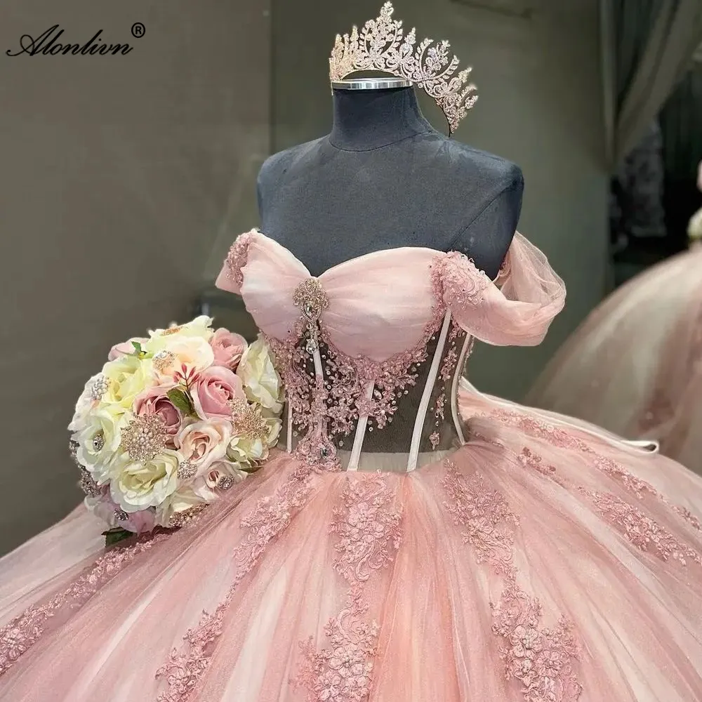 Pink Puffy Quinceanera Dress Ball Gown,Pink Sweet 16 Dress Y6053