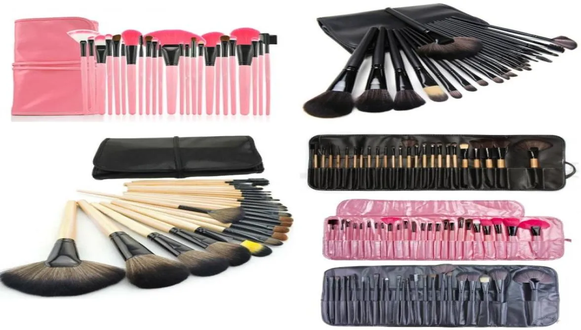 Nya borstuppsättningar 24st Professional Cosmetic Kits Foundation Powder Blush Eyeliner Artist Brushes Tool 4973763