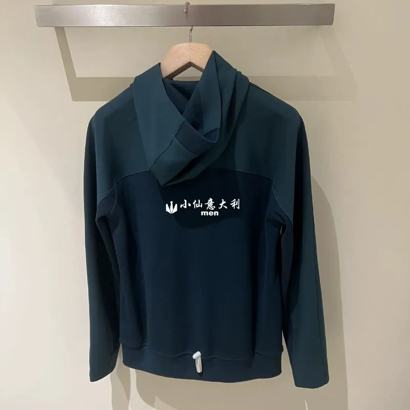 Män hoodies vinter loro green kashmir hooded dragkedja piana topp