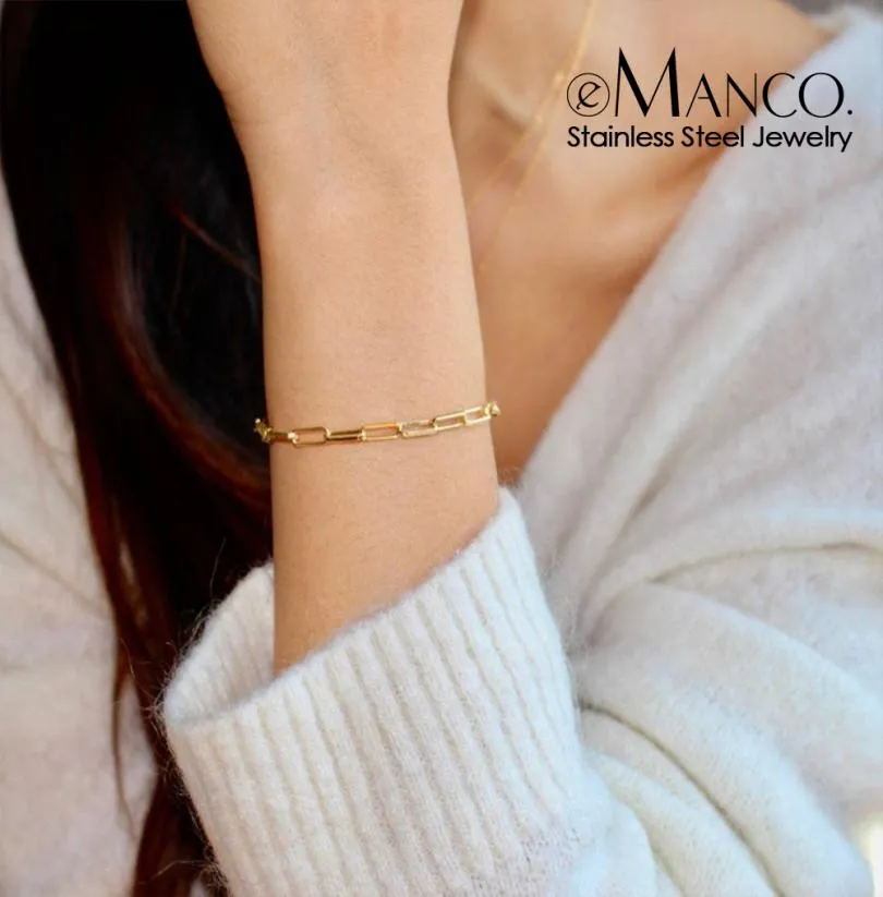 Bracelet for Women Curb Chain Link Chain Aço inoxidável Bracelets Womens Chains Davieslee Jewelry9870518