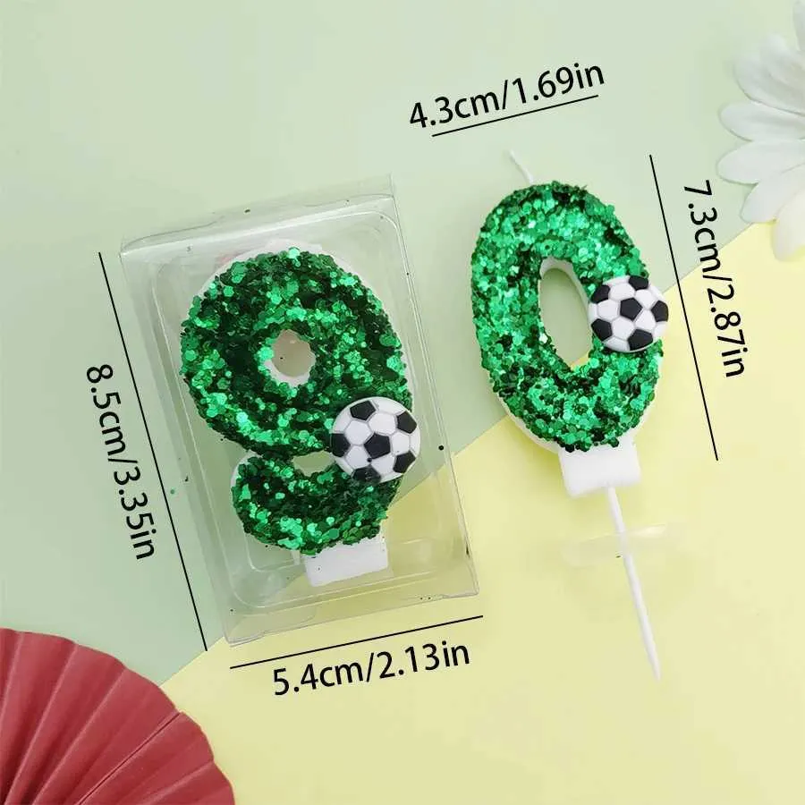 5pcs Mumlar Sıcak Satış Futbol Pastası Yeşil Dijital Mumlar Dünya Kupası Parti Etkinlik Pişirme Dekorasyonu 0-9 Mutlu Yıllar Dijital Mumlar