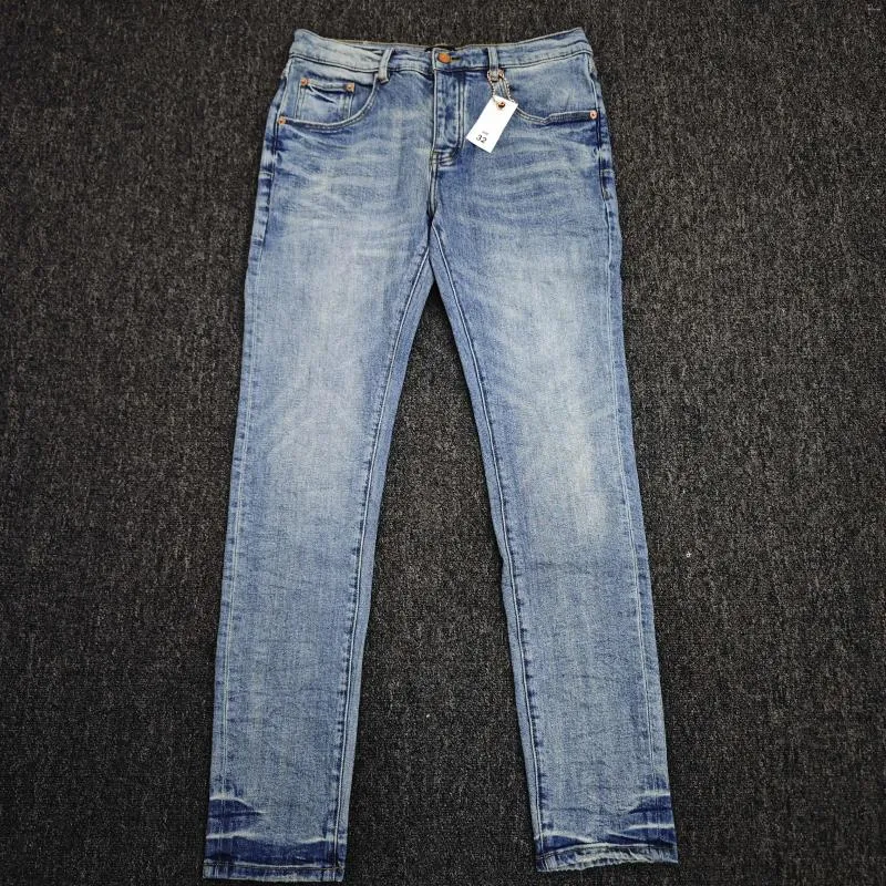 Jeans pour hommes Purple Classic Denim Mid Indigo Tint Vintage Low Rise Skinny Snow Wash Arrivée Drop