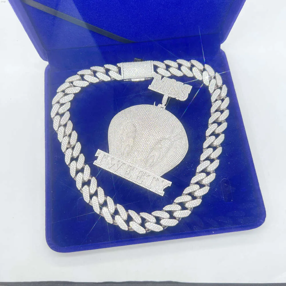 Prix de bijoux glacé en gros Miami Sterling Silver for Men Pure 925 VVS Moisanite Diamond Cuban Link chaîne