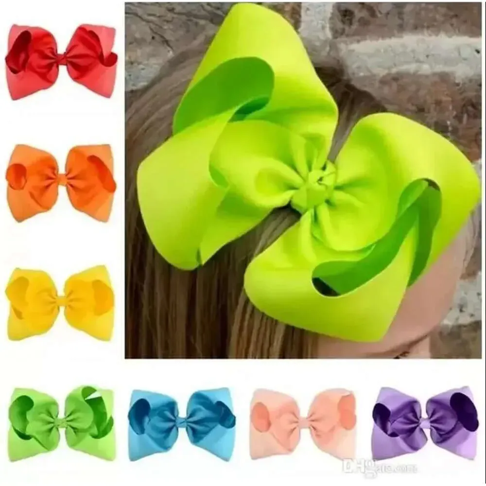 20 Colors 8 Candy Inch Baby Ribbon Bow Hairpin Clips Girls Large Bowknot Barrette Hairbows Kids Hair Accessories